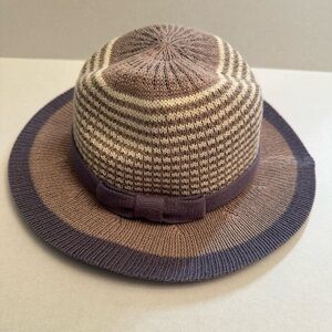 San Diego Hat Company Youth 5-7 Year Old Bowler Sun Hat Blue Ivory Bow